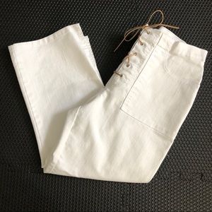 White Laced Up Capris